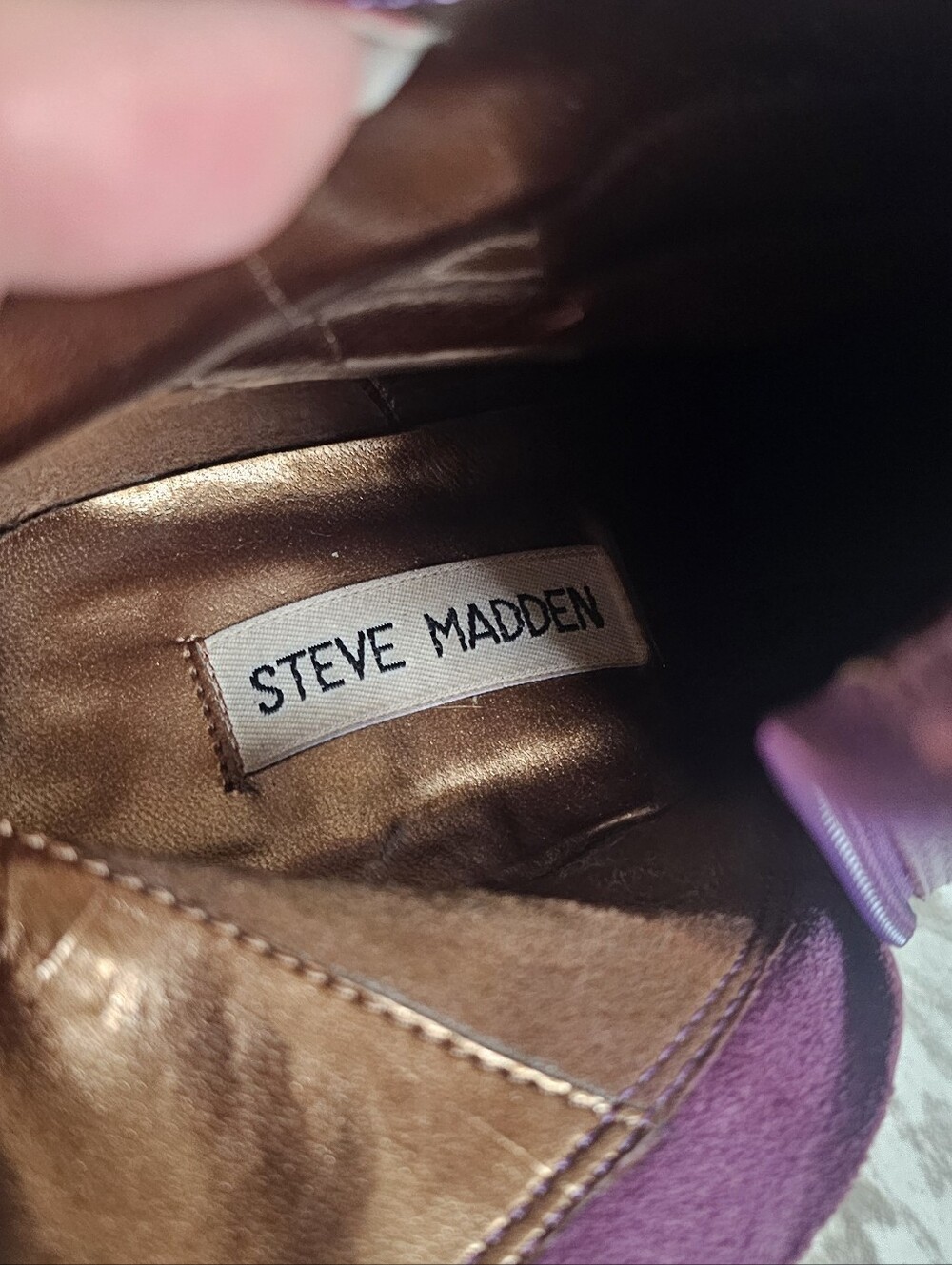 Steve Madden Purple Leather Women's Ankle Boots - Sleek Pointed Toe 80's - 10 - Picture 6 of 6